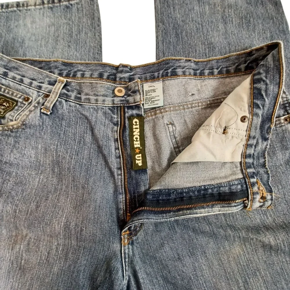 Cinch Men's 38x32 Blue Medium‎ Wash Denim Jeans Straight Normcore Work Durable